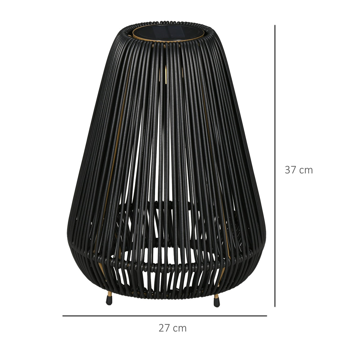 Solar Light Rattan Waterproof Path Light With Light Sensor, Automatic Led Garden Lamp, Outdoor Light, Black, Metal