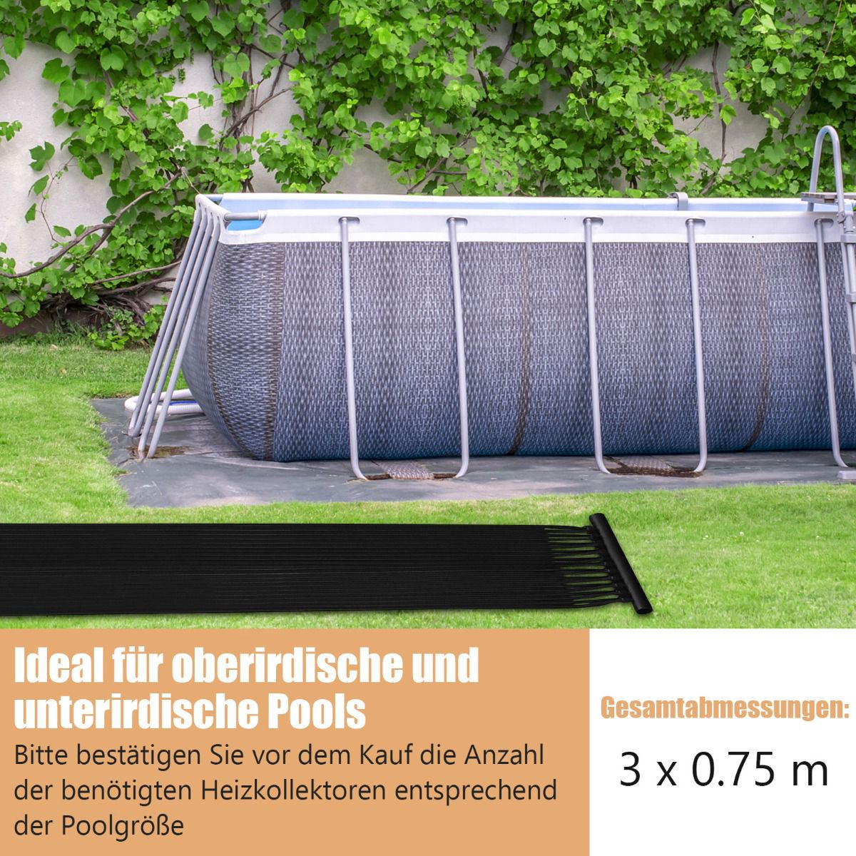 Solar Pool Heater, UV-Resistant PE, 300x75 cm, 2 Panels