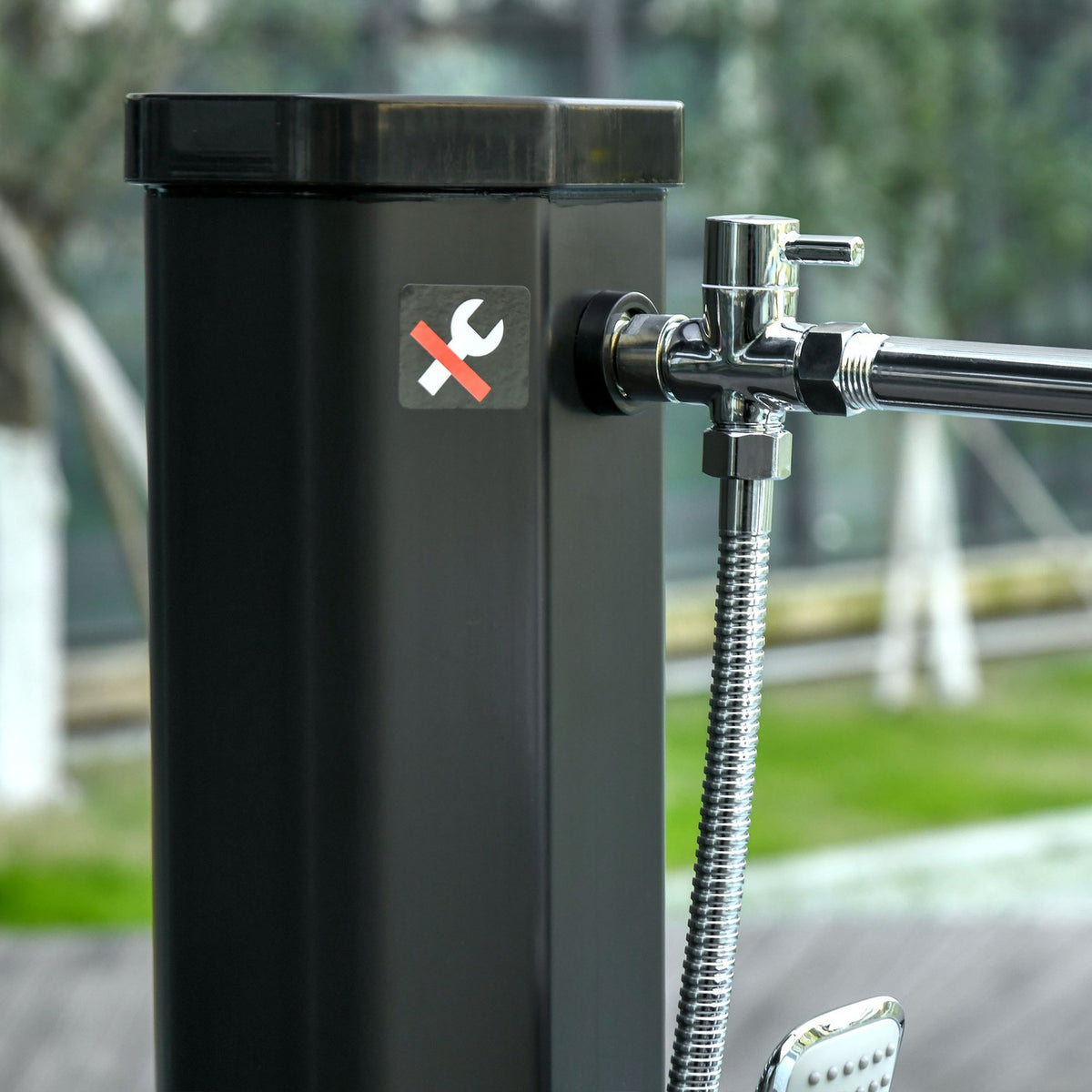 Solar Shower 35L Hot Water Camping Pool Shower Faucet Rain Shower Head Black 17.5X14.5X216Cm