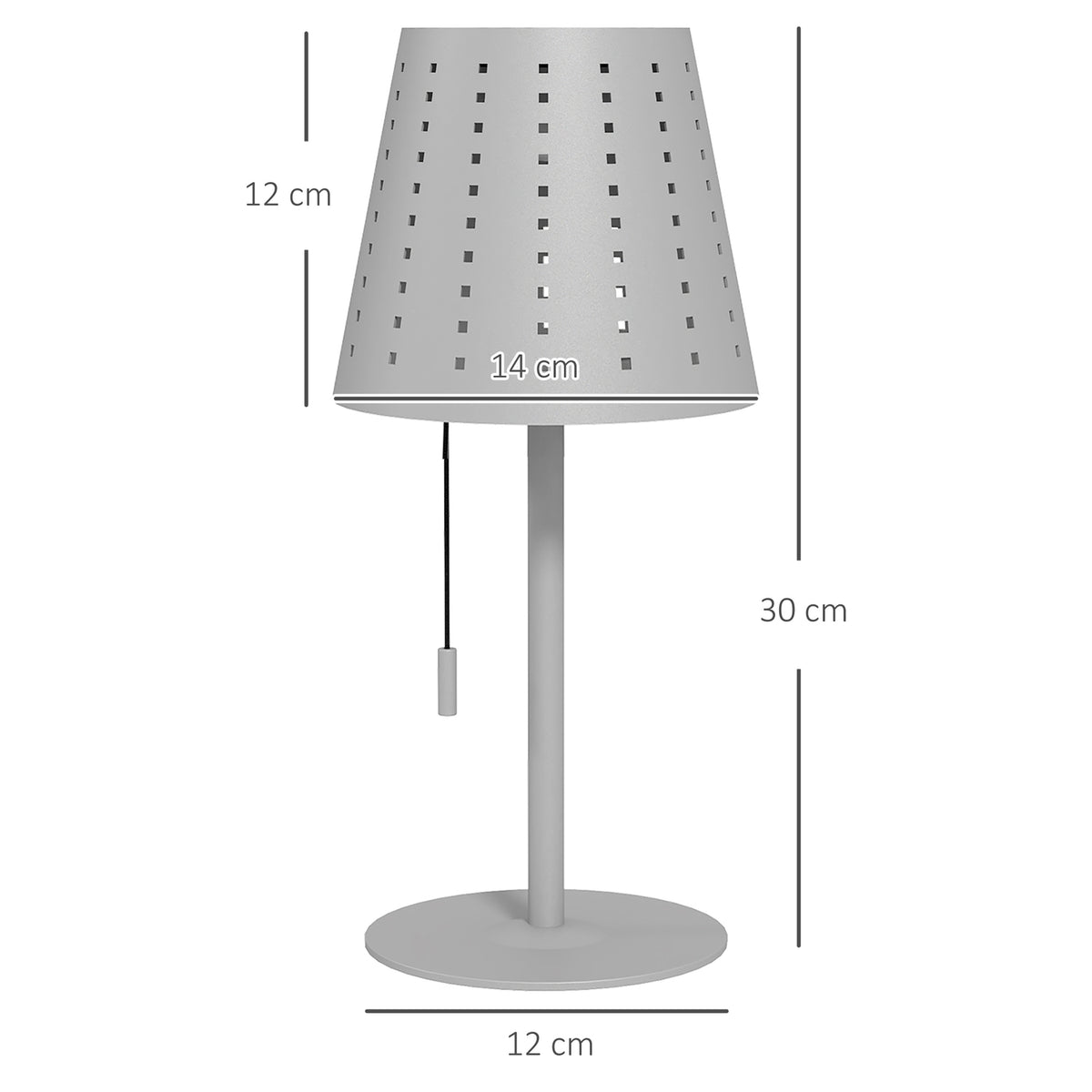 Solar Table Lamp Outdoor Led, Battery, Dimmable, Ip44 Waterproof, Portable, Light Gray, For Night Light & Desk