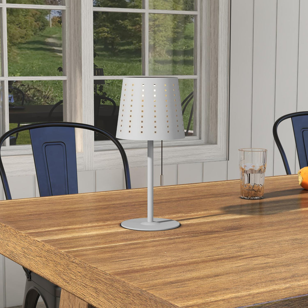 Solar Table Lamp Outdoor Led, Battery, Dimmable, Ip44 Waterproof, Portable, Light Gray, For Night Light & Desk