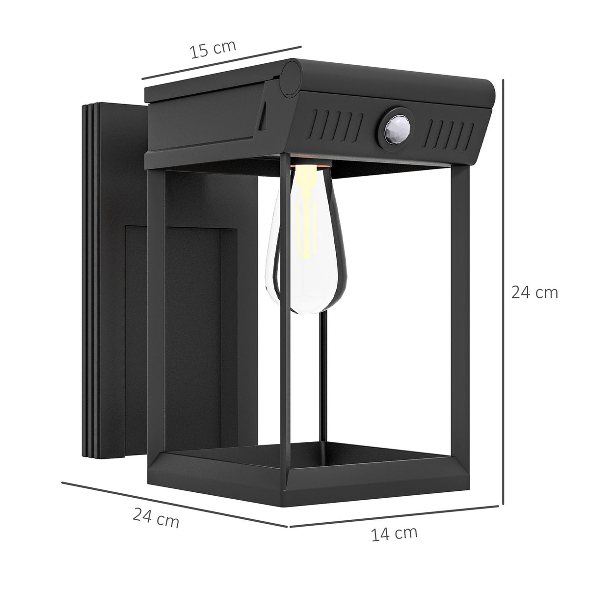 Solar Wall Light Led Outdoor Light Garden Light Warm White Adjustable Light Sensor Ip44 Garden Patio Black