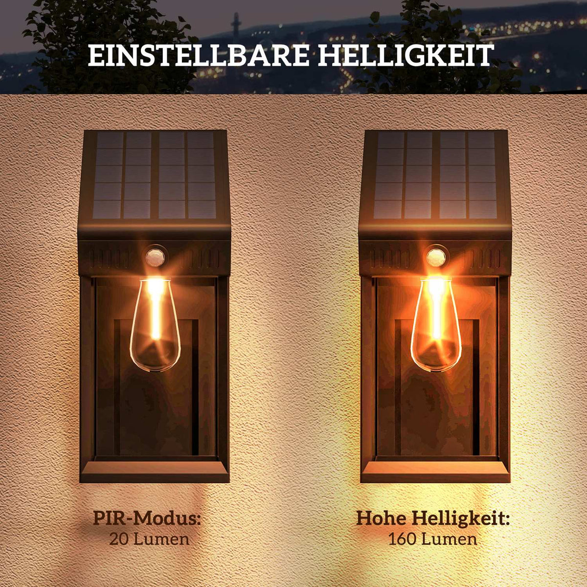 Solar Wall Light Led Outdoor Light Garden Light Warm White Adjustable Light Sensor Ip44 Garden Patio Black