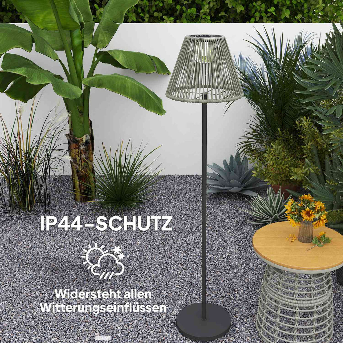 Solar floor lamp rattan solar lamps with light sensor 25 LEDs automatically solar light in boho style IP44 waterproof solar lamp outdoor lamp for garden balcony outdoor lawn Ø33x135 cm