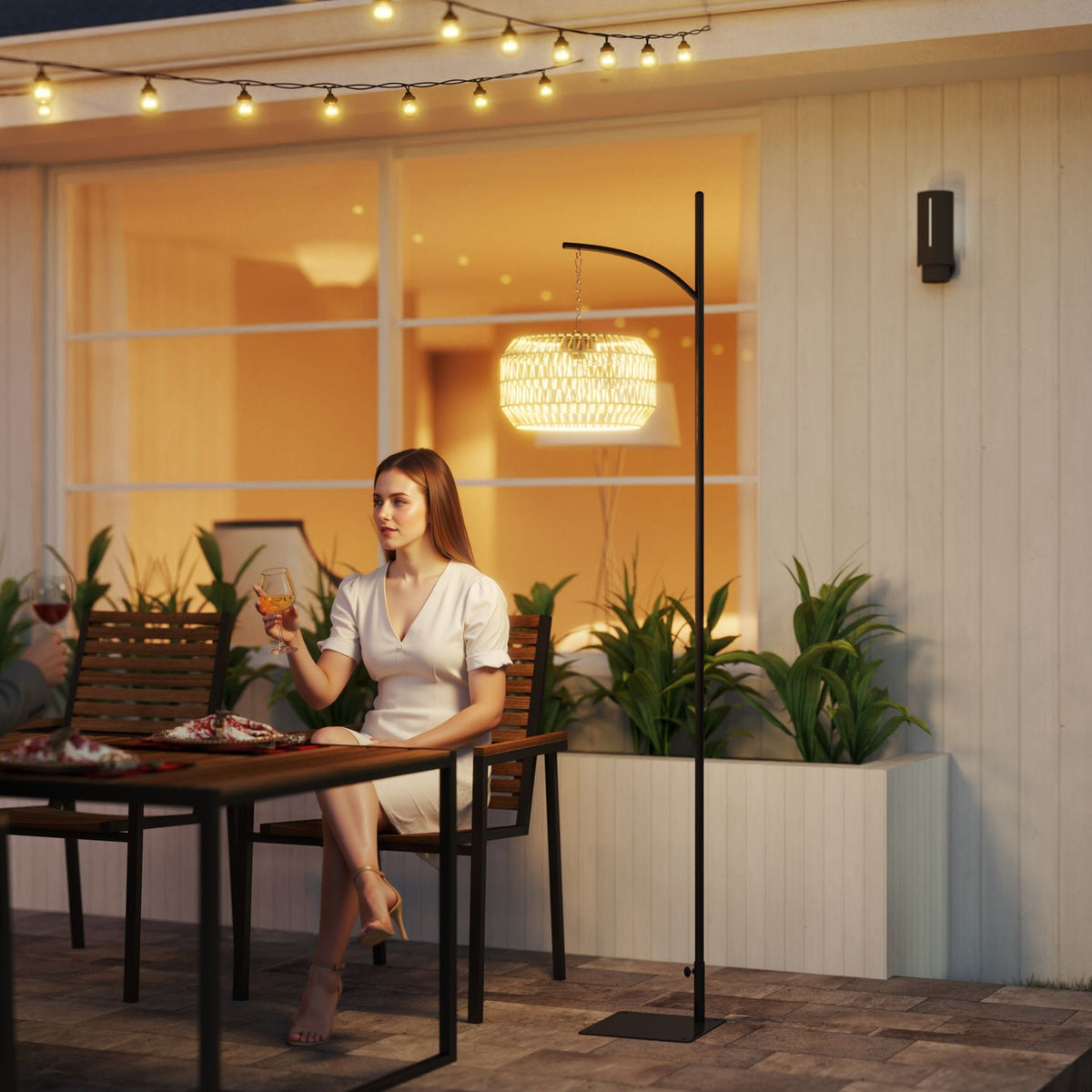 Solar floor lamp rattan solar lamps with light sensor automatic solar light in boho style IP44 waterproof solar lamp outdoor lamp solar lantern for garden balcony outdoor lawn yard