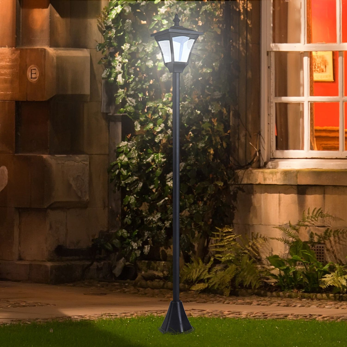 Solar lantern garden lantern path light with LED 10 lumens black 15 x 15 x 120cm
