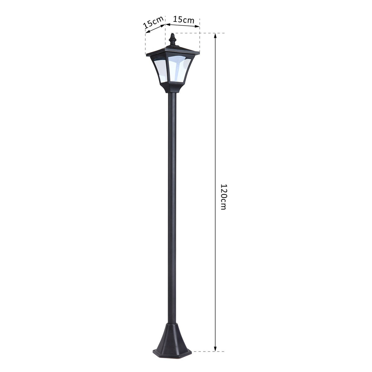 Solar lantern garden lantern path light with LED 10 lumens black 15 x 15 x 120cm
