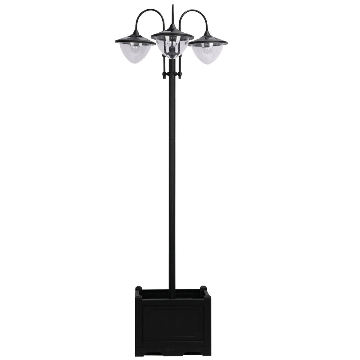 Solar light garden light 3-head lamp with flower pot base, waterproof, stainless steel, 60x55x189cm