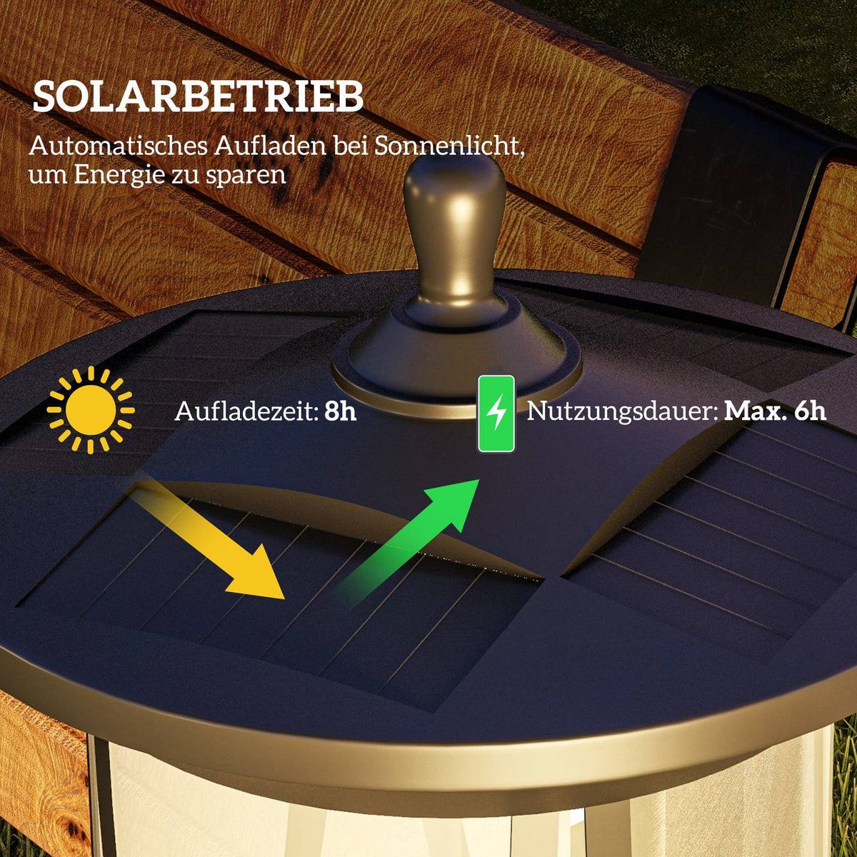 Solar street light LED, IP44, ABS, 17W x 17D x 127H cm, with cool white LED light, light sensor, waterproof, for outdoor use, black