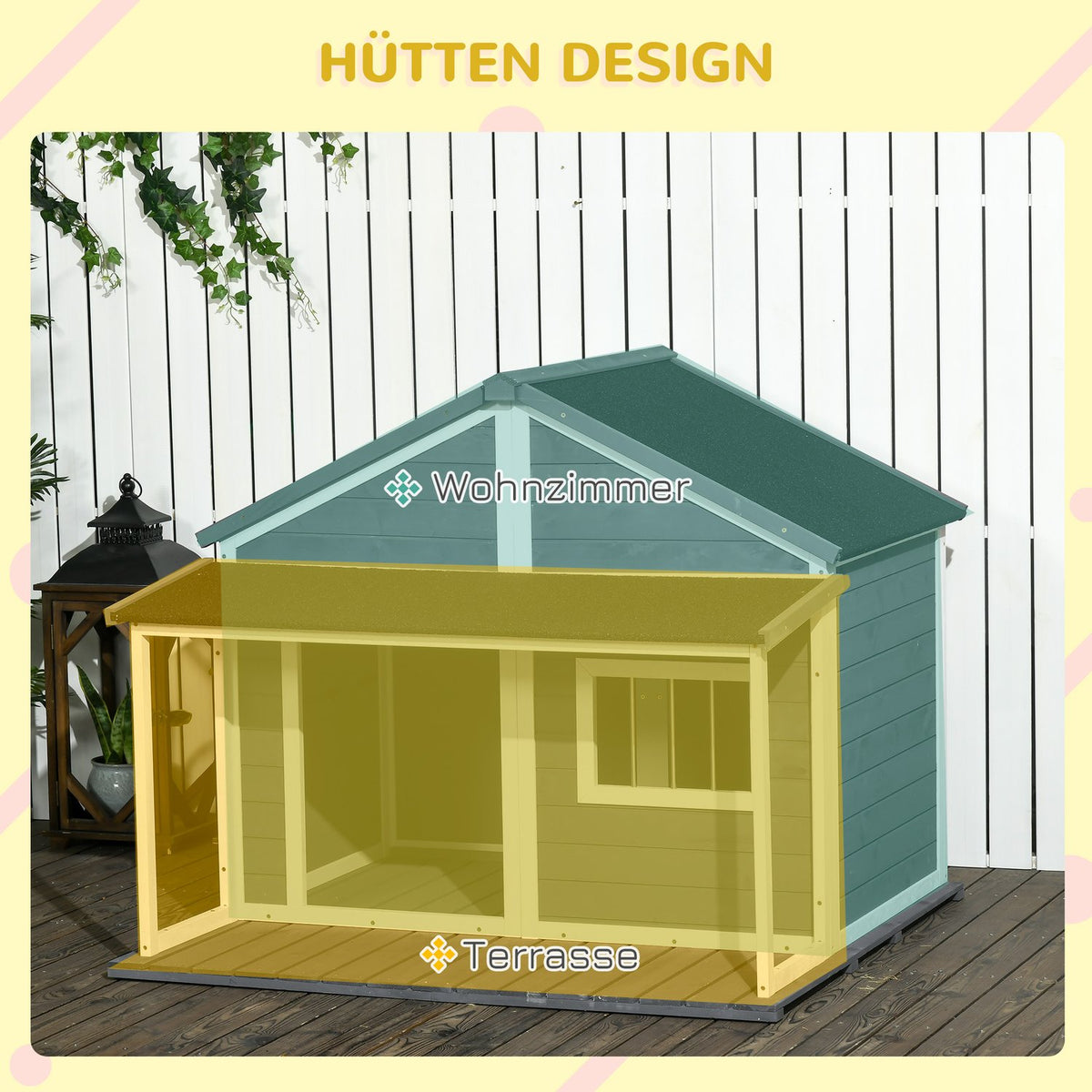 Solid Wood Dog House Small Animal House Dog House With Patio Asphalt Roof Outdoor Weatherproof Hut For Outdoors Gray 124 X 112 X 105 Cm