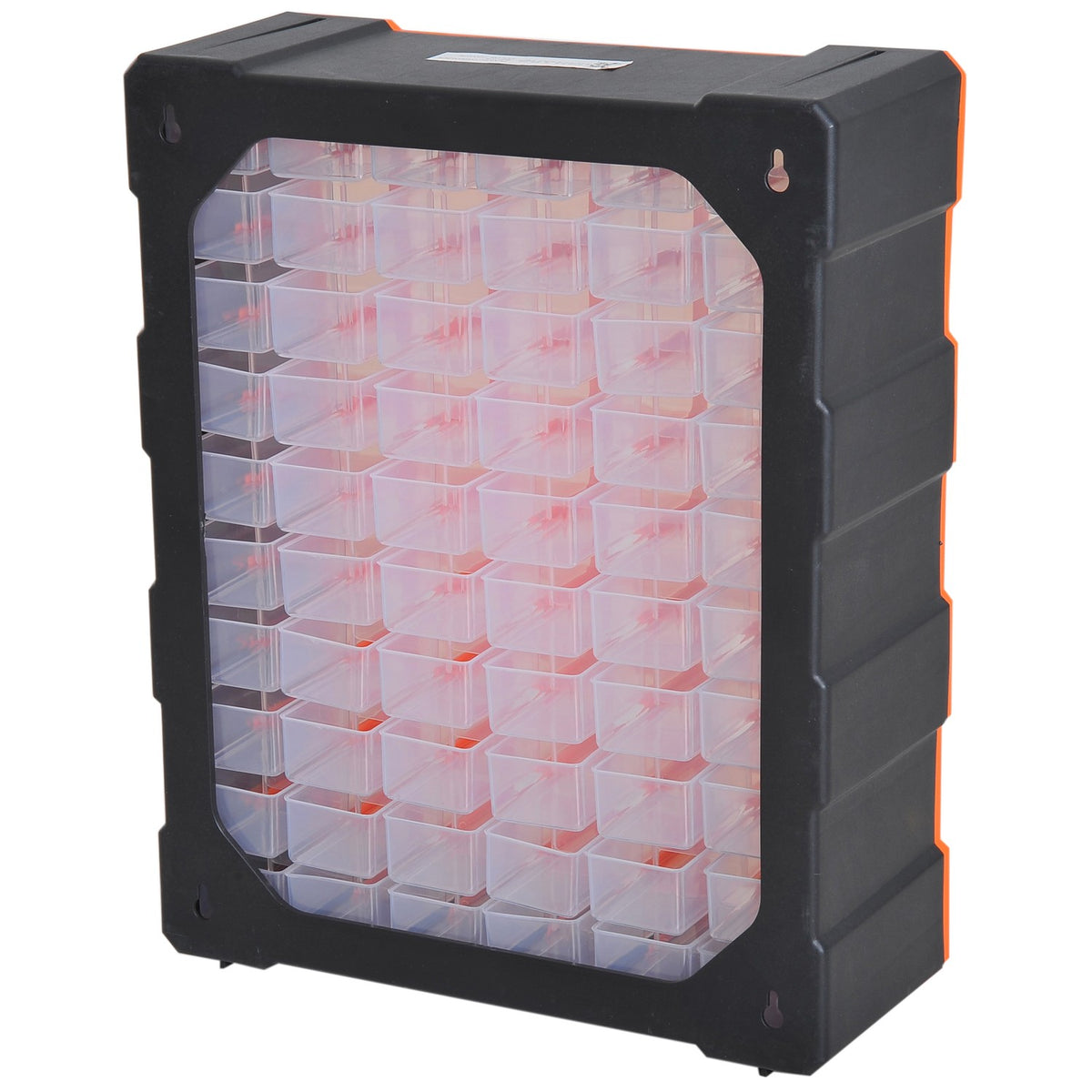 Sorting box small parts magazine parts box, storage box with 60 compartments, orange, L38xW16xH47.5cm