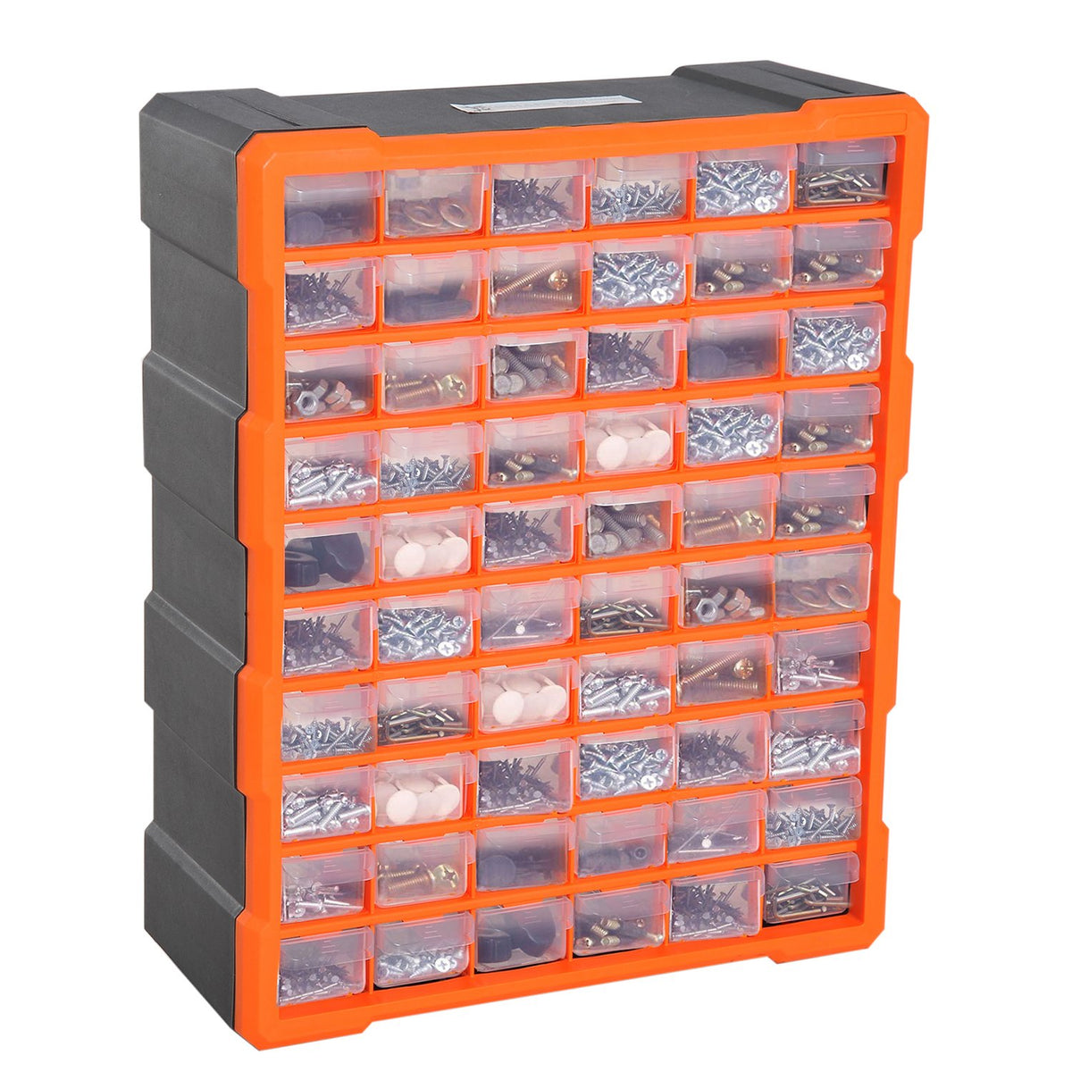 Sorting box small parts magazine parts box, storage box with 60 compartments, orange, L38xW16xH47.5cm