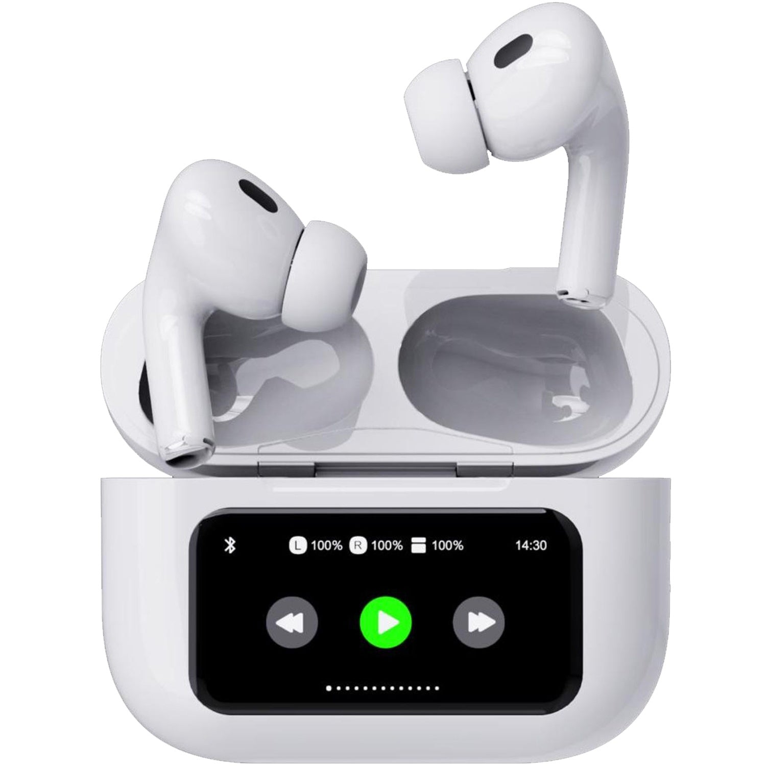 SoundLED True Wireless Bluetooth headset with LED display ANC & ENC White