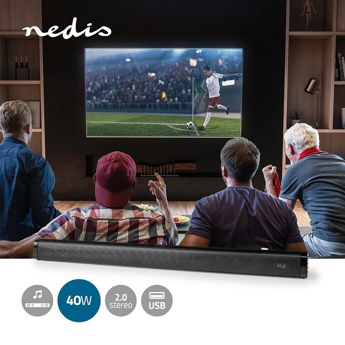 Soundbar | 2.0 | DSP program | 40 W| 1x 3.5 mm / 1x Coax Audio / 1x Optical / 1x USB | 1x HDMI (with ARC) | Bluetooth® | Mountable | Black