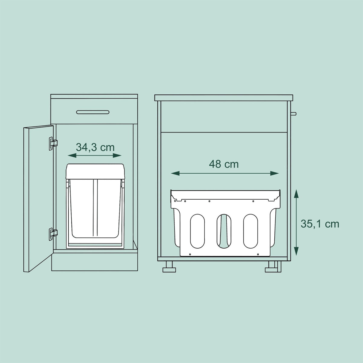 Source sorting with 3 waste bins