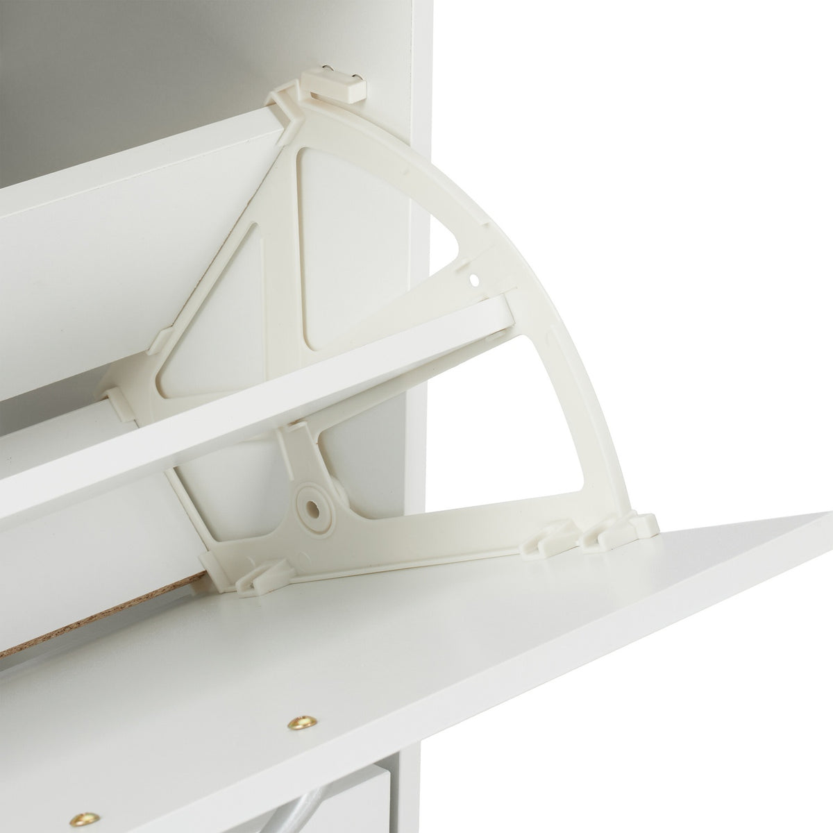 Space-Saving White Shoe Cabinet with Adjustable Shelves