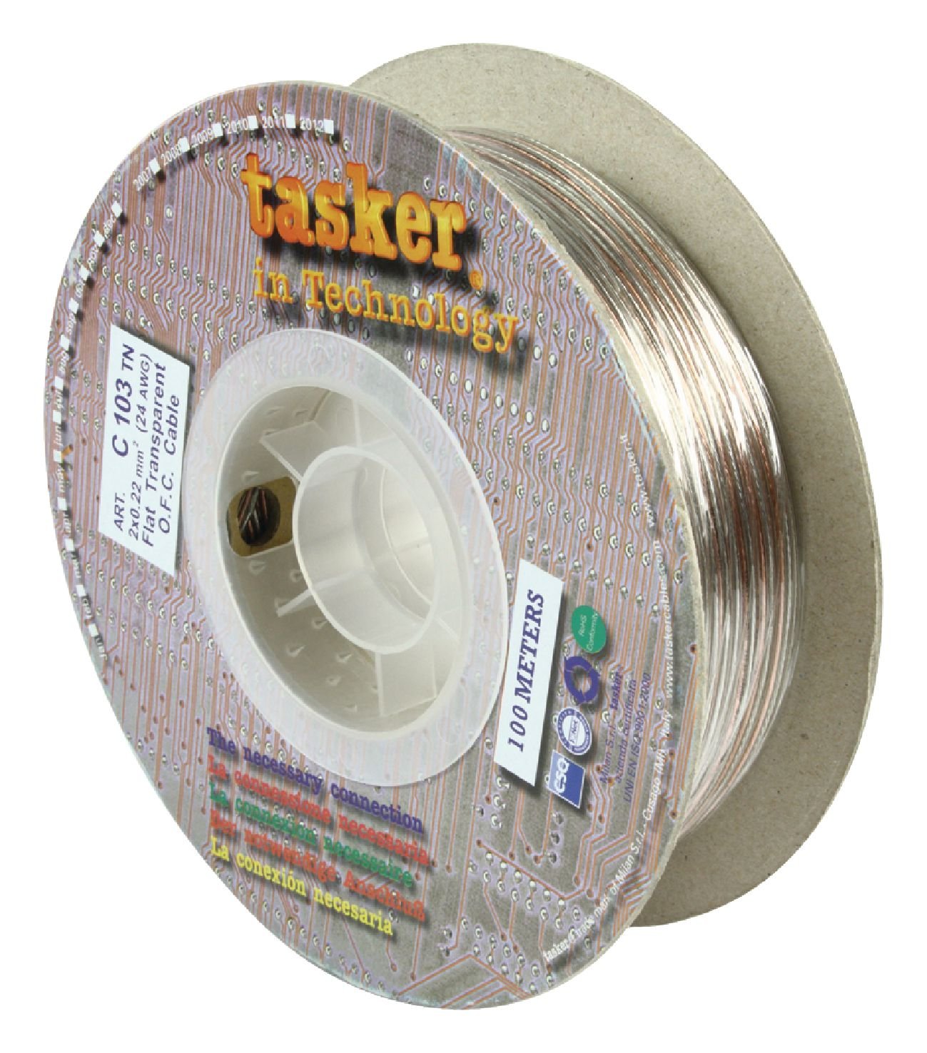 Speaker Cable on Reel 2x 0.22 mm² 100 m Transparent