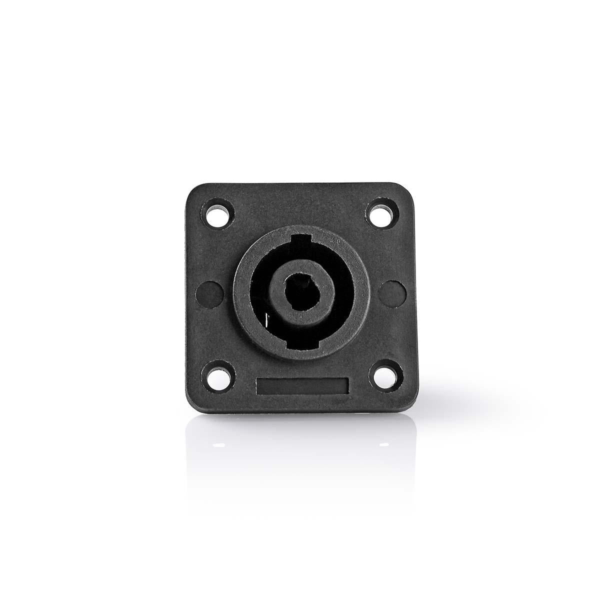Speaker Connector | Straight | Female | Nickel Plated | Solder | ABS | Black | 25 pcs | Polybag