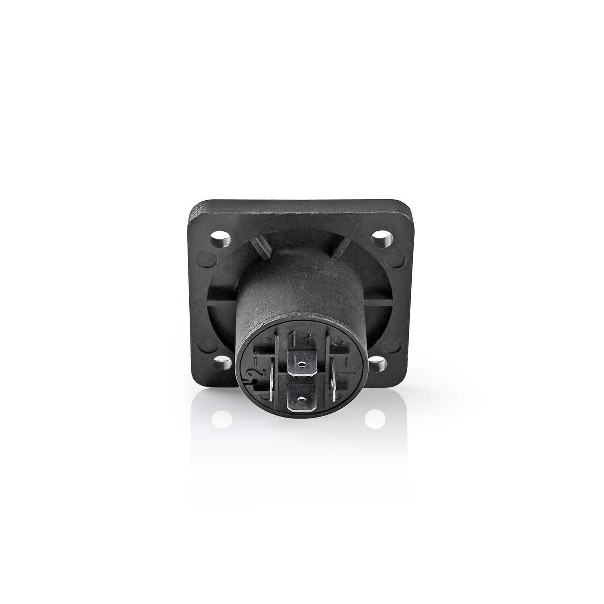 Speaker Connector | Straight | Female | Nickel Plated | Solder | ABS | Black | 25 pcs | Polybag