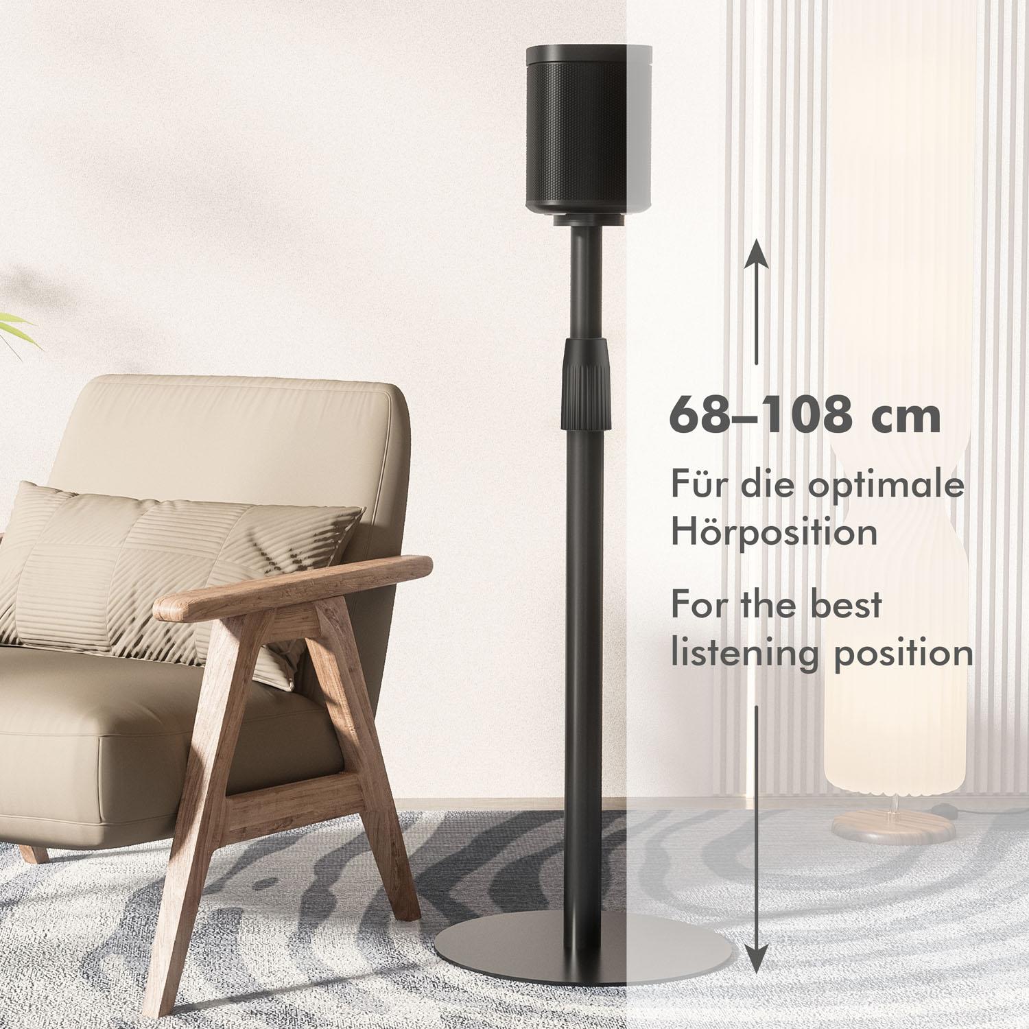 Speaker Floor Stand, Adjustable Height 682-1068 mm, Black