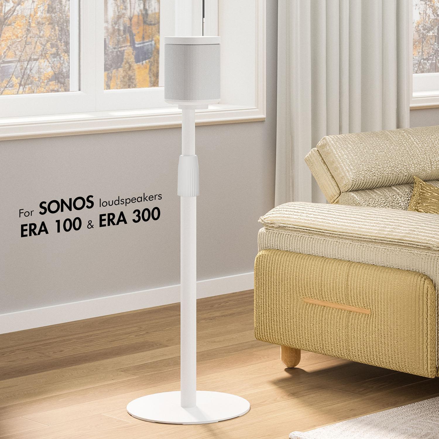 Speaker Floor Stand, Adjustable Height, White