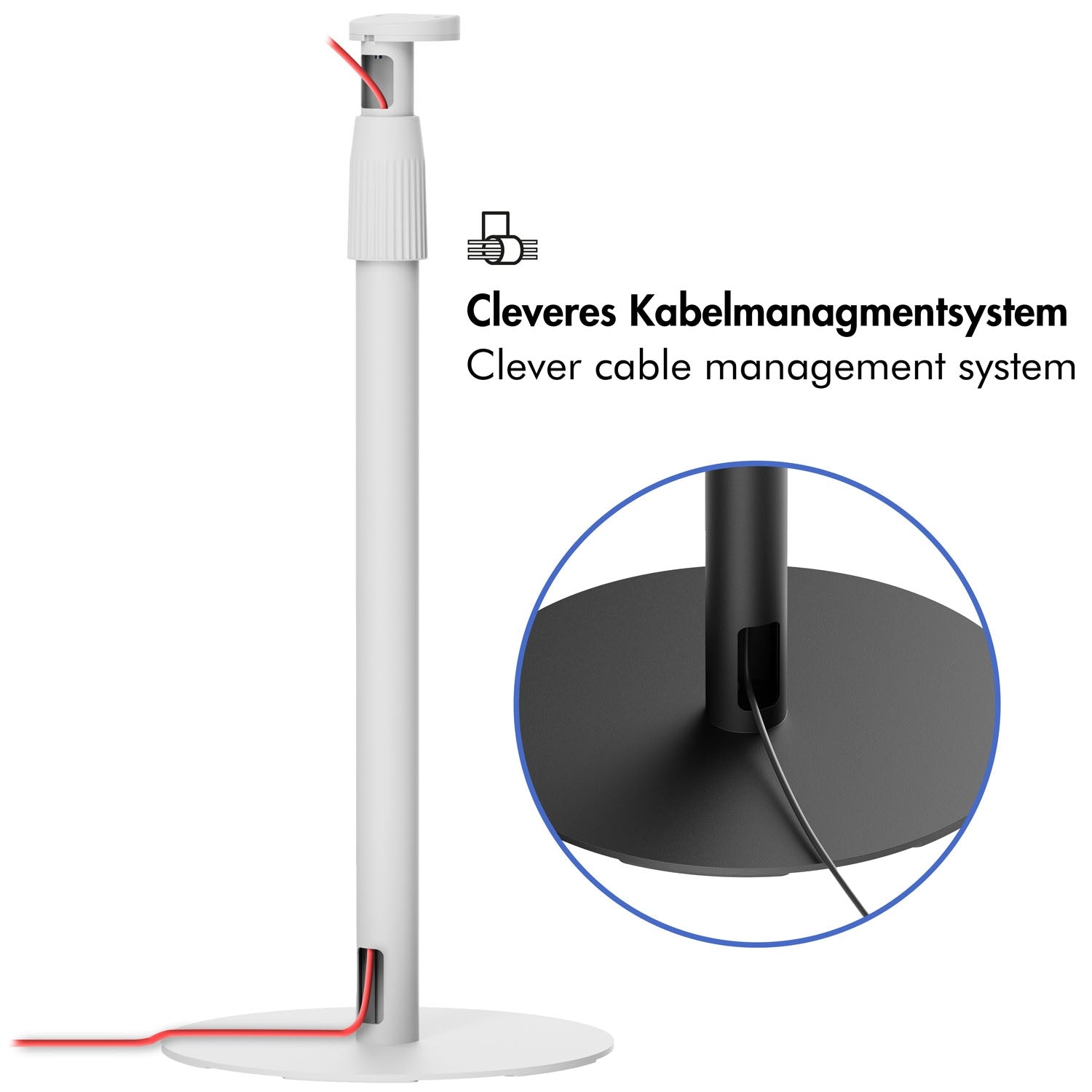 Speaker Floor Stand, Adjustable Height, White