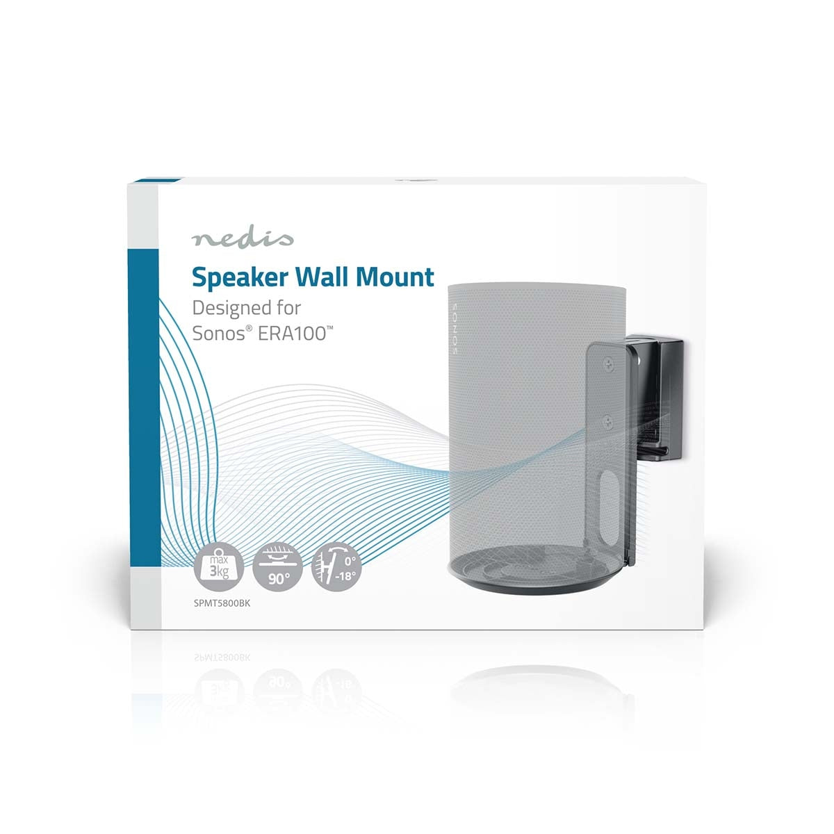 Speaker Mount | Compatible with: Sonos® Era100 | Wall | 3 kg | Swivel / Tilt | Tiltable | Rotatable | ABS / Metal | Black