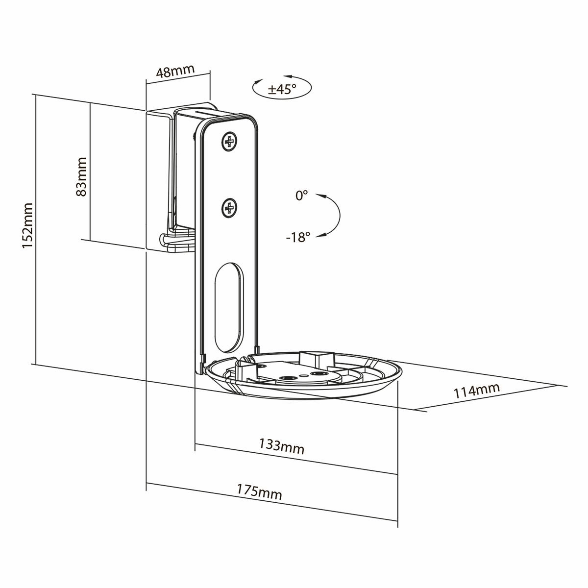 Speaker Mount | Compatible with: Sonos® Era100 | Wall | 3 kg | Swivel / Tilt | Tiltable | Rotatable | ABS / Metal | Black