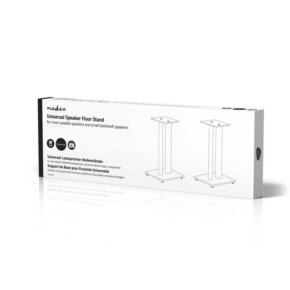Speaker Mount | Compatible with: Universal | Floor | 10 kg | Fixed | Steel | Black
