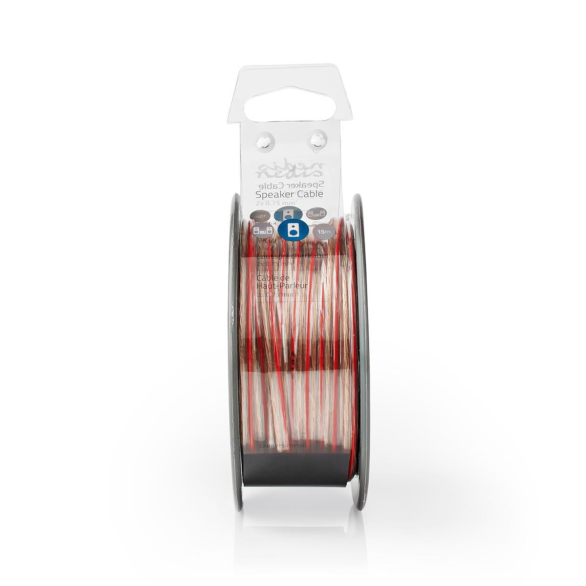 Speaker cable | 2x 0.75 mm² | Copper | 15.0 m | Round | PVC | Transparent | Roll