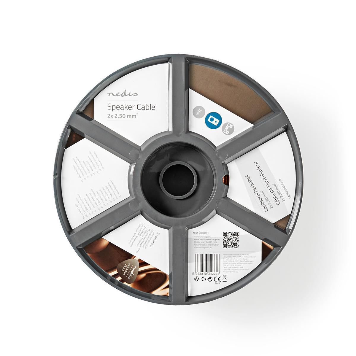 Speaker cable | 2x 2.50 mm² | Copper | 25.0 m | Round | PVC | Transparent | Roll