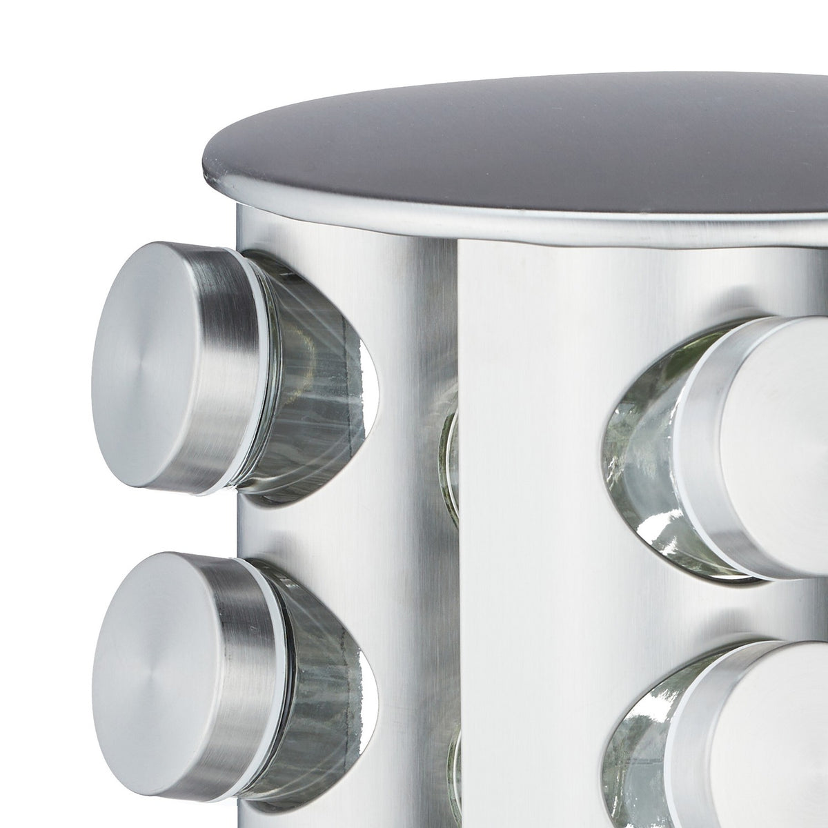 Spice carousel in stainless steel with 16 glasses