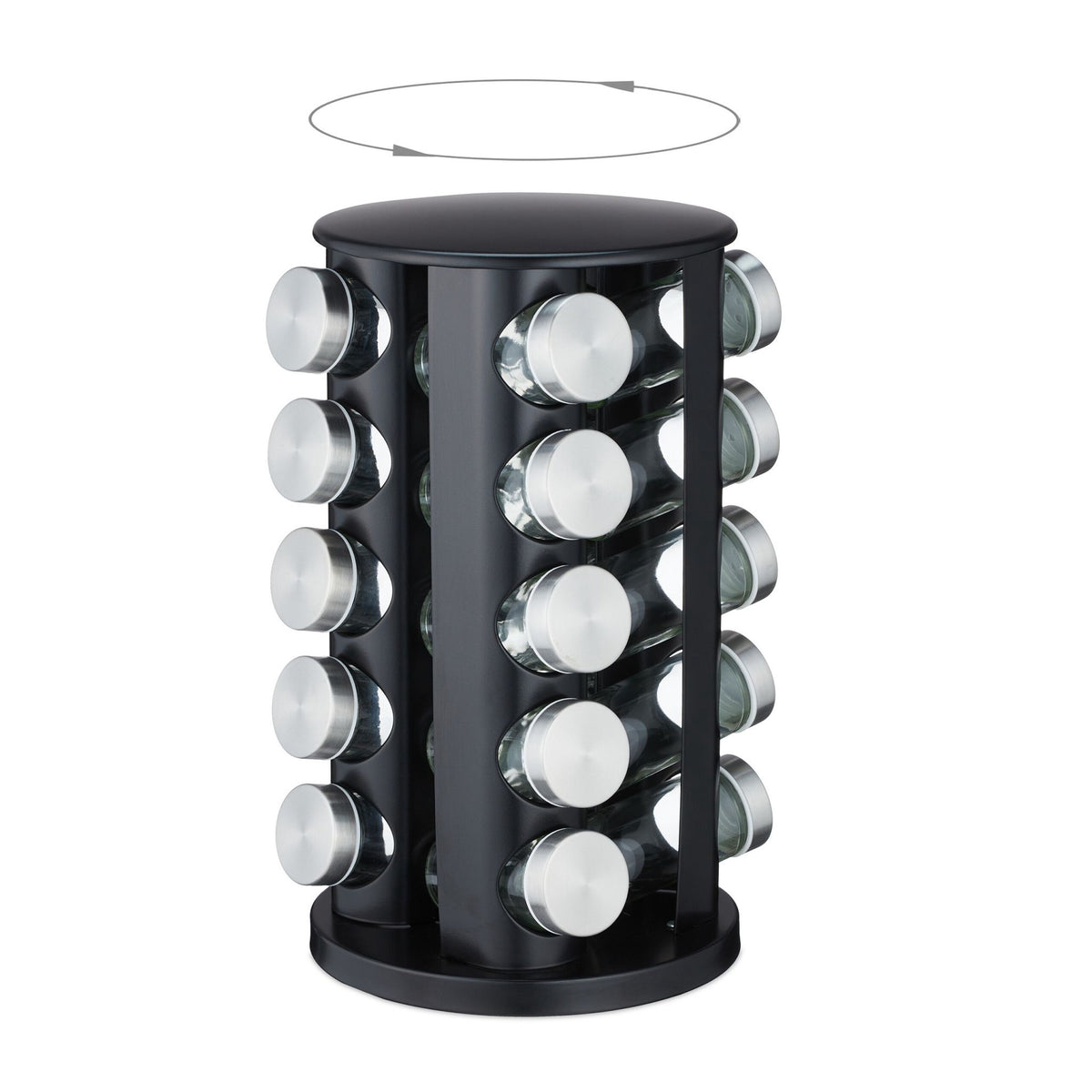 Spice carousel in stainless steel with 20 glasses