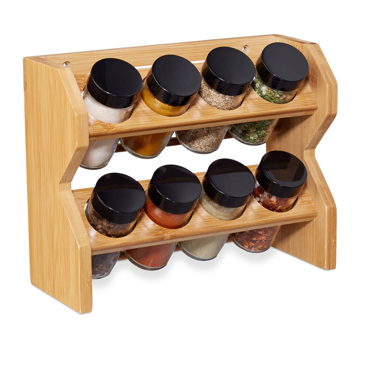 Spice rack in bamboo, 8 spice jars