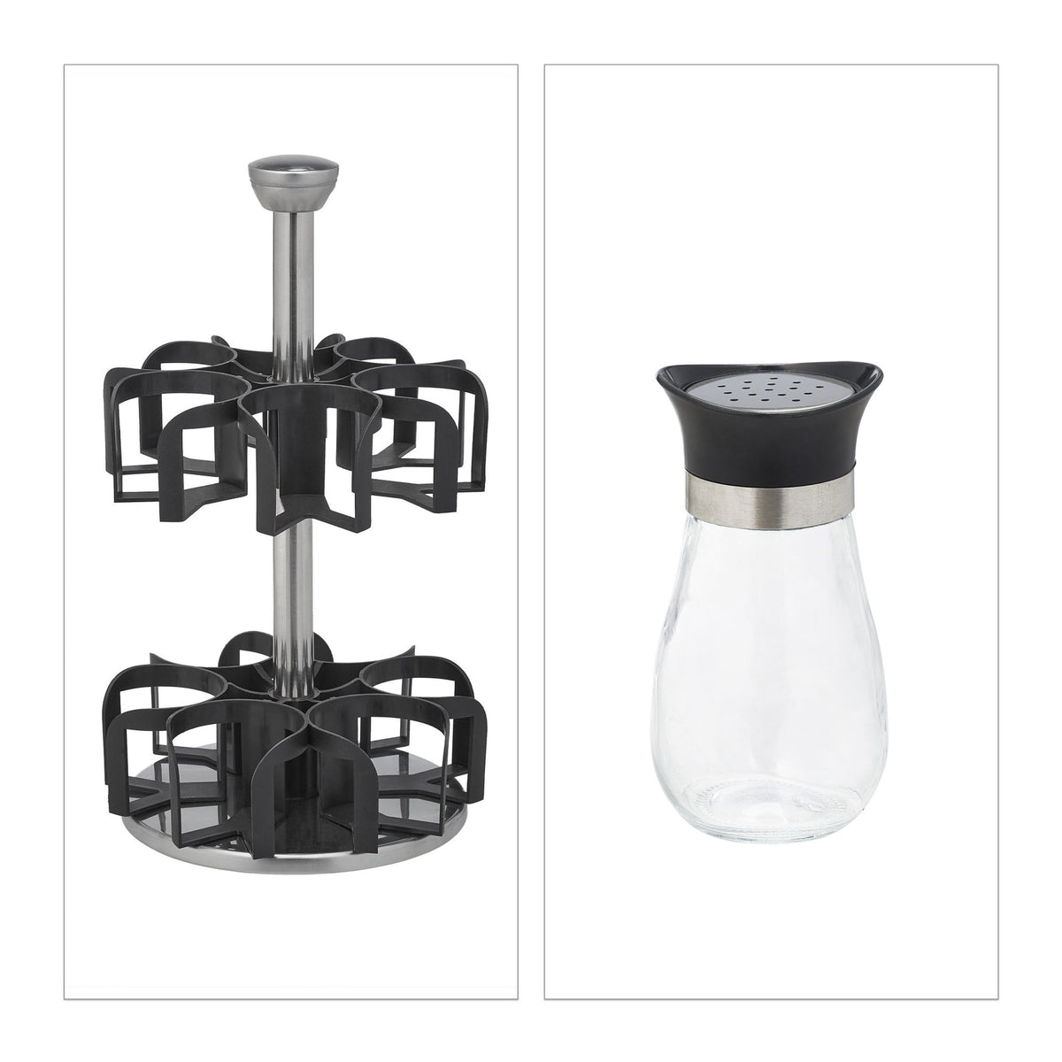 Spice rack with 12 glass jars