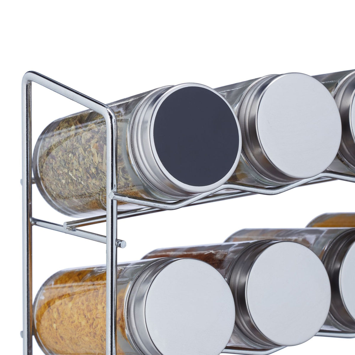 Spice shelf with 18 spice jars