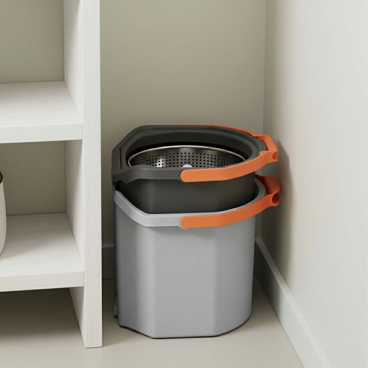 Spin Mop Set with Bucket, 2 Compartments, 7.5L Capacity