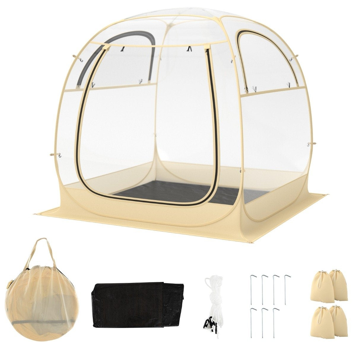 Sports tent for 5-6 people pop-up tent with weatherproof canopy portable &amp; foldable outdoor bubble tent large
