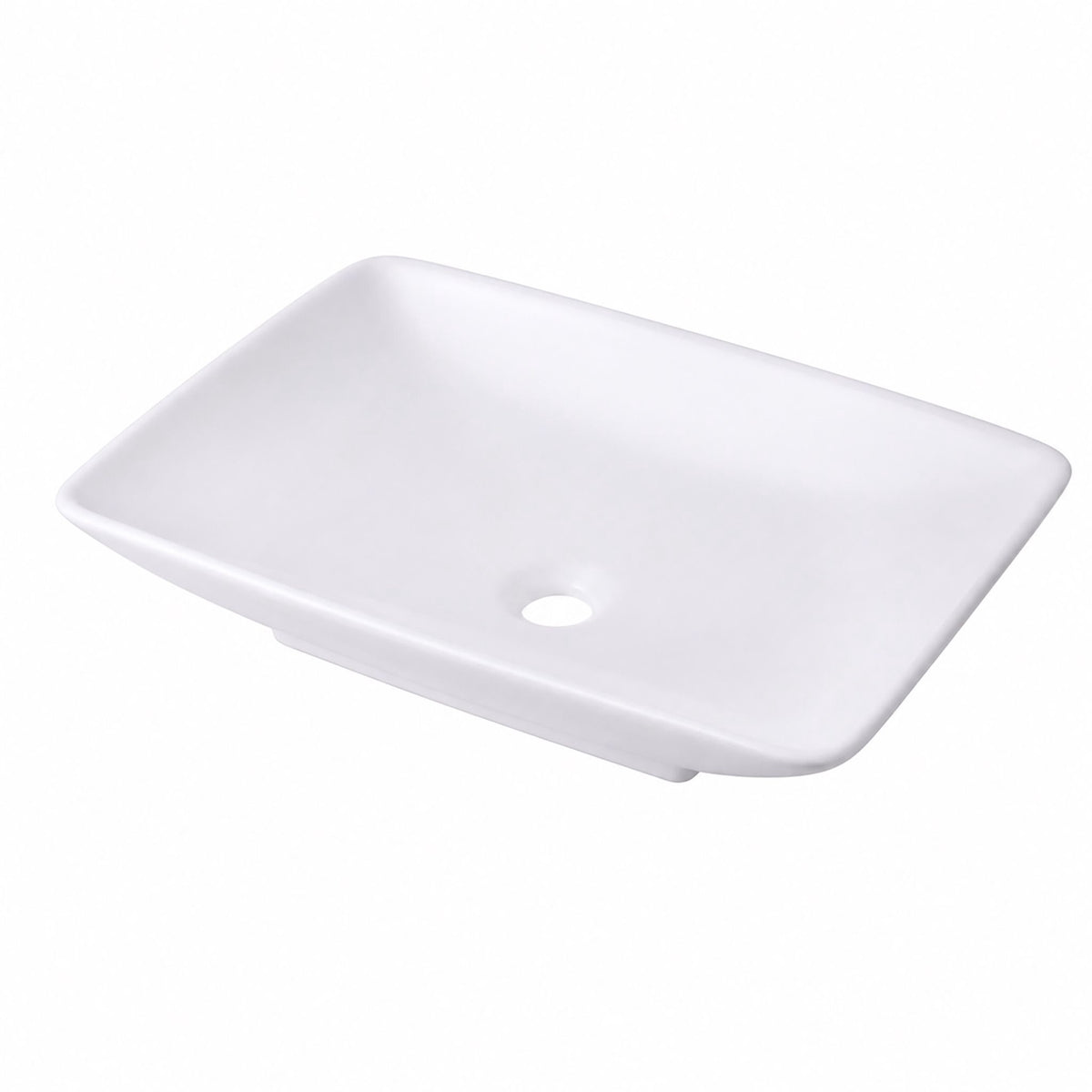 Square Ceramic Countertop Washbasin, 59 x 37 cm, White