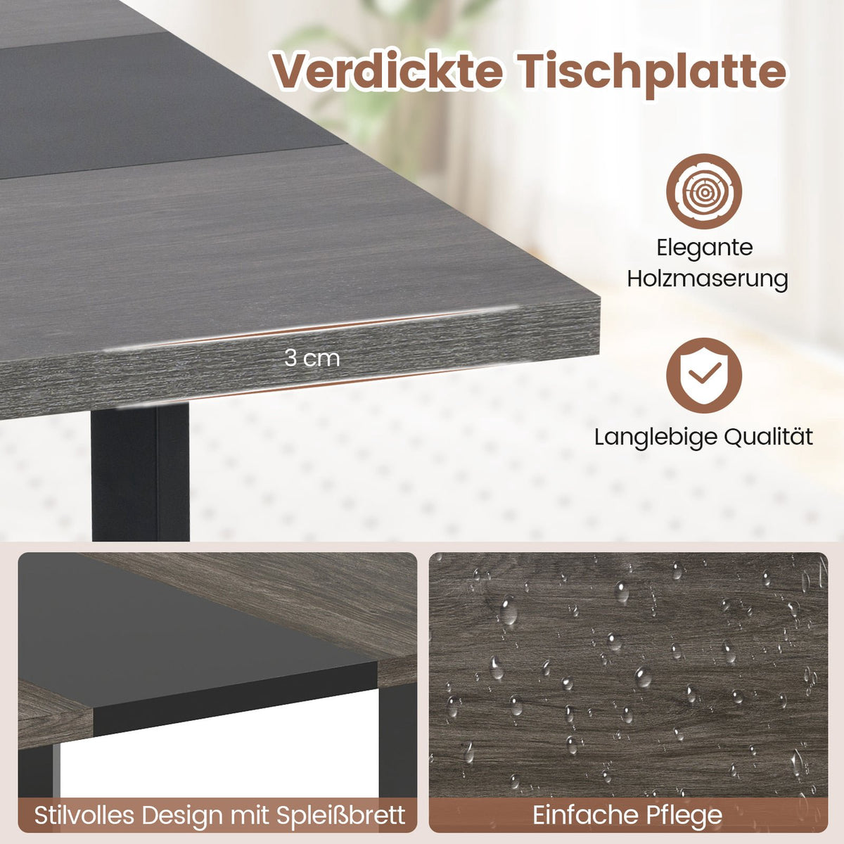 Square Conference Table, Metal Frame, Seats 4, Gray