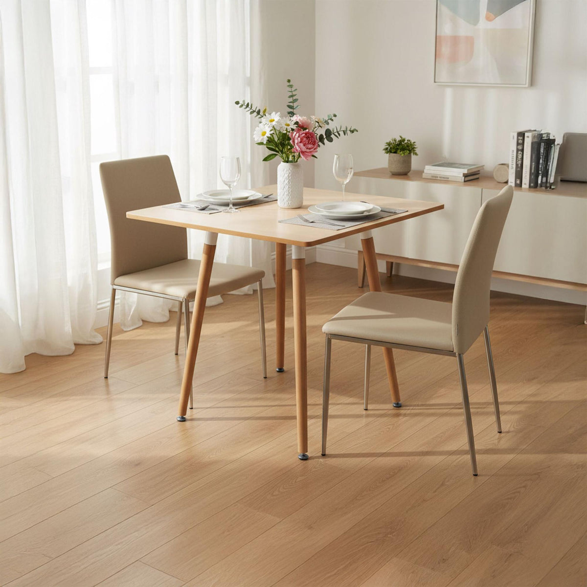 Square Dining Table with Bamboo Legs