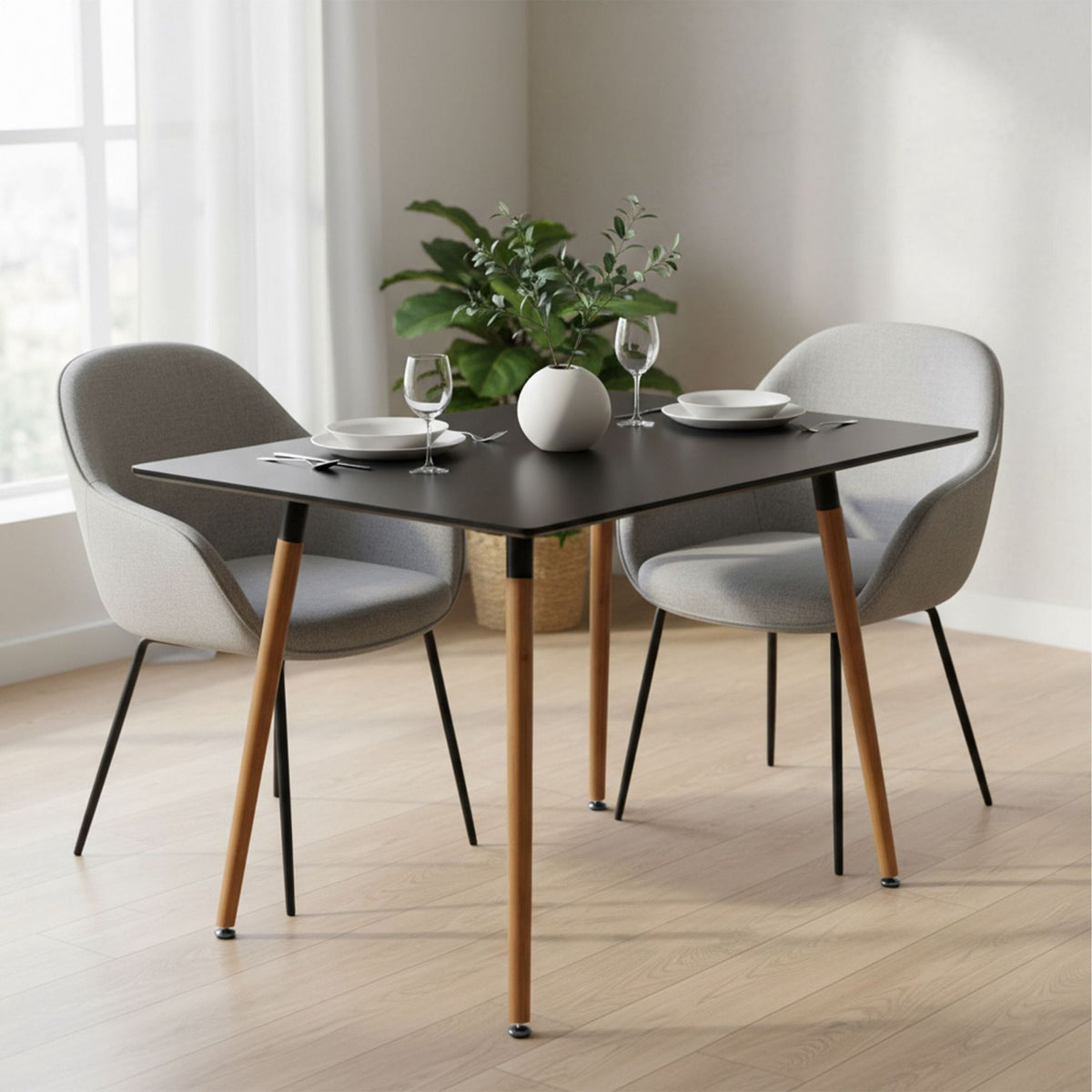 Square Dining Table with Bamboo Legs