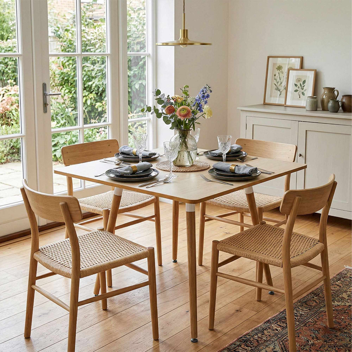 Square Dining Table with Bamboo Legs