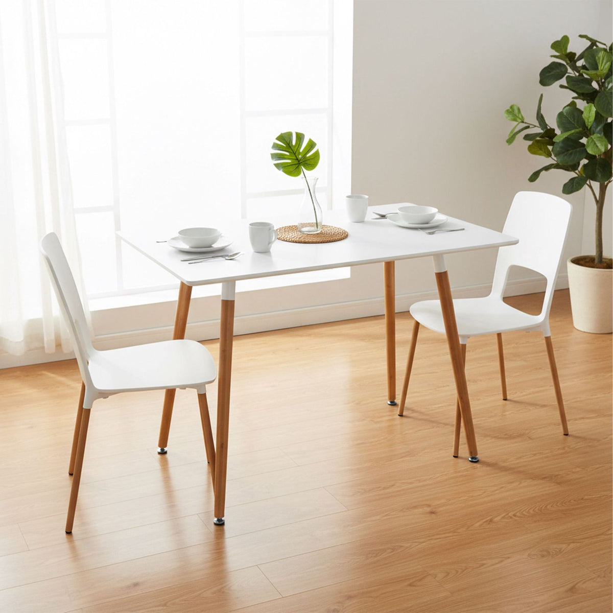 Square Dining Table with Bamboo Legs, Seats 4