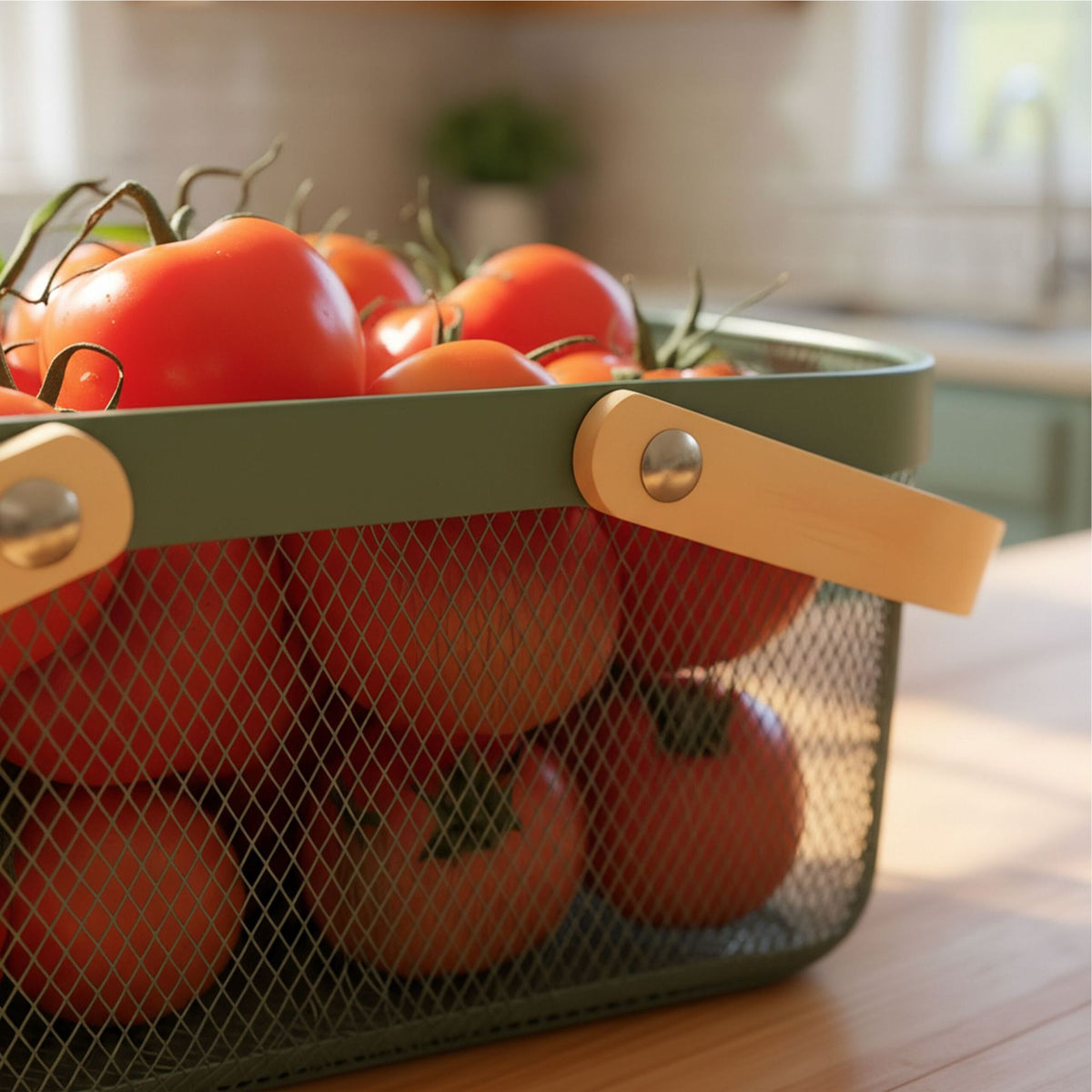 Square Metal Storage Basket with Handles