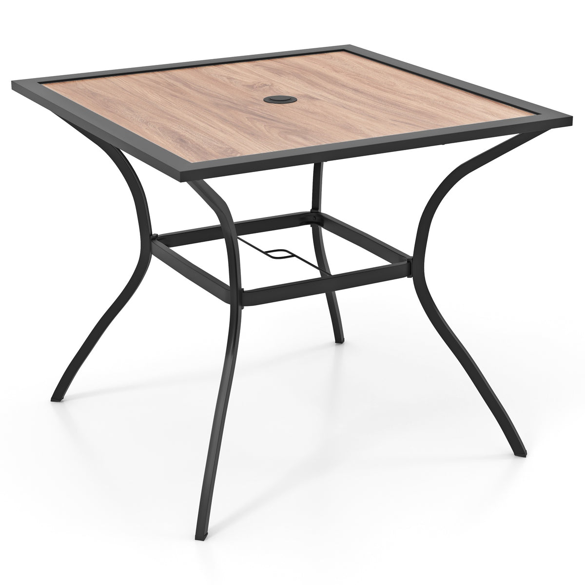 Square Patio Dining Table, Brown & Black, Metal Frame