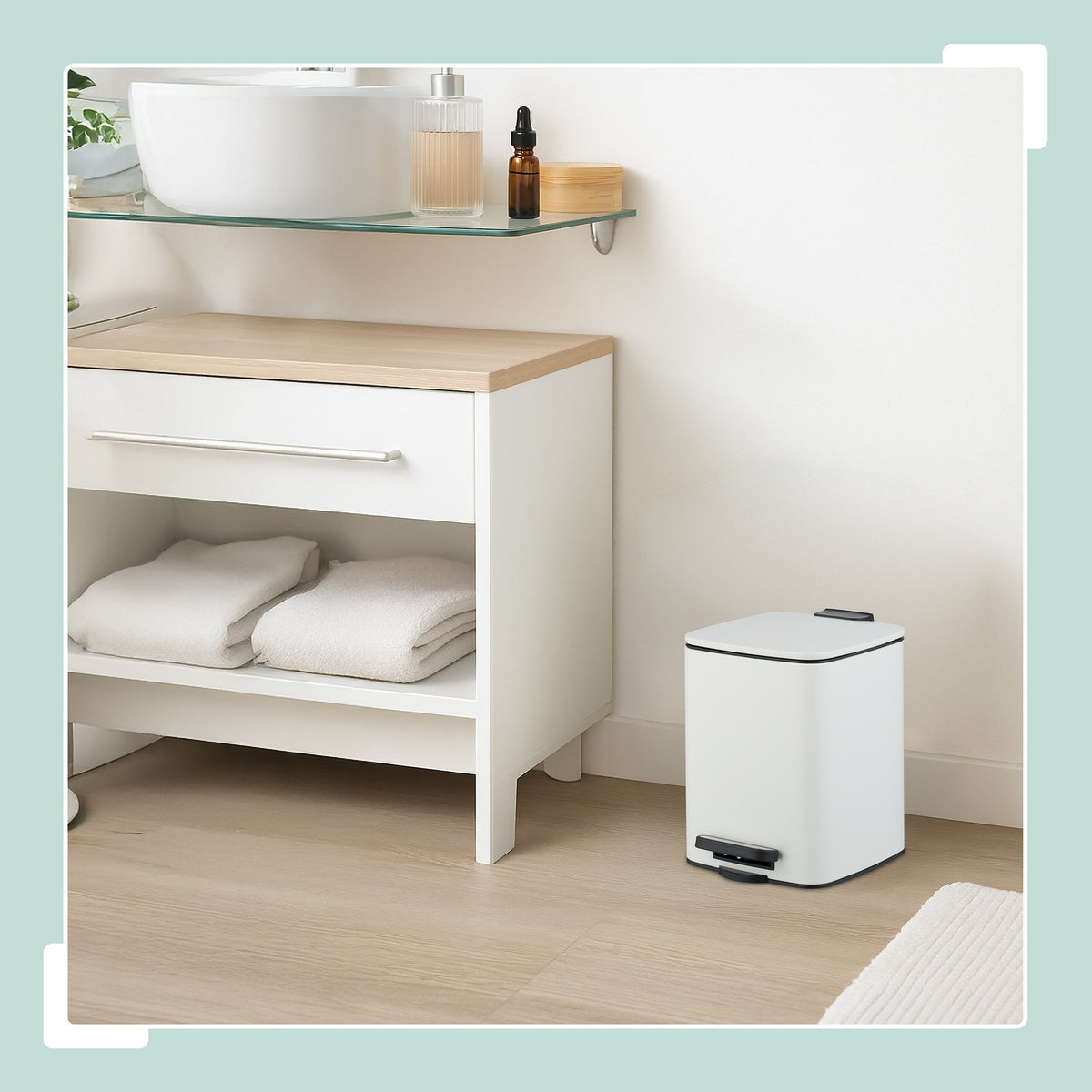 Square Pedal Bin 6L with Soft-Close Lid