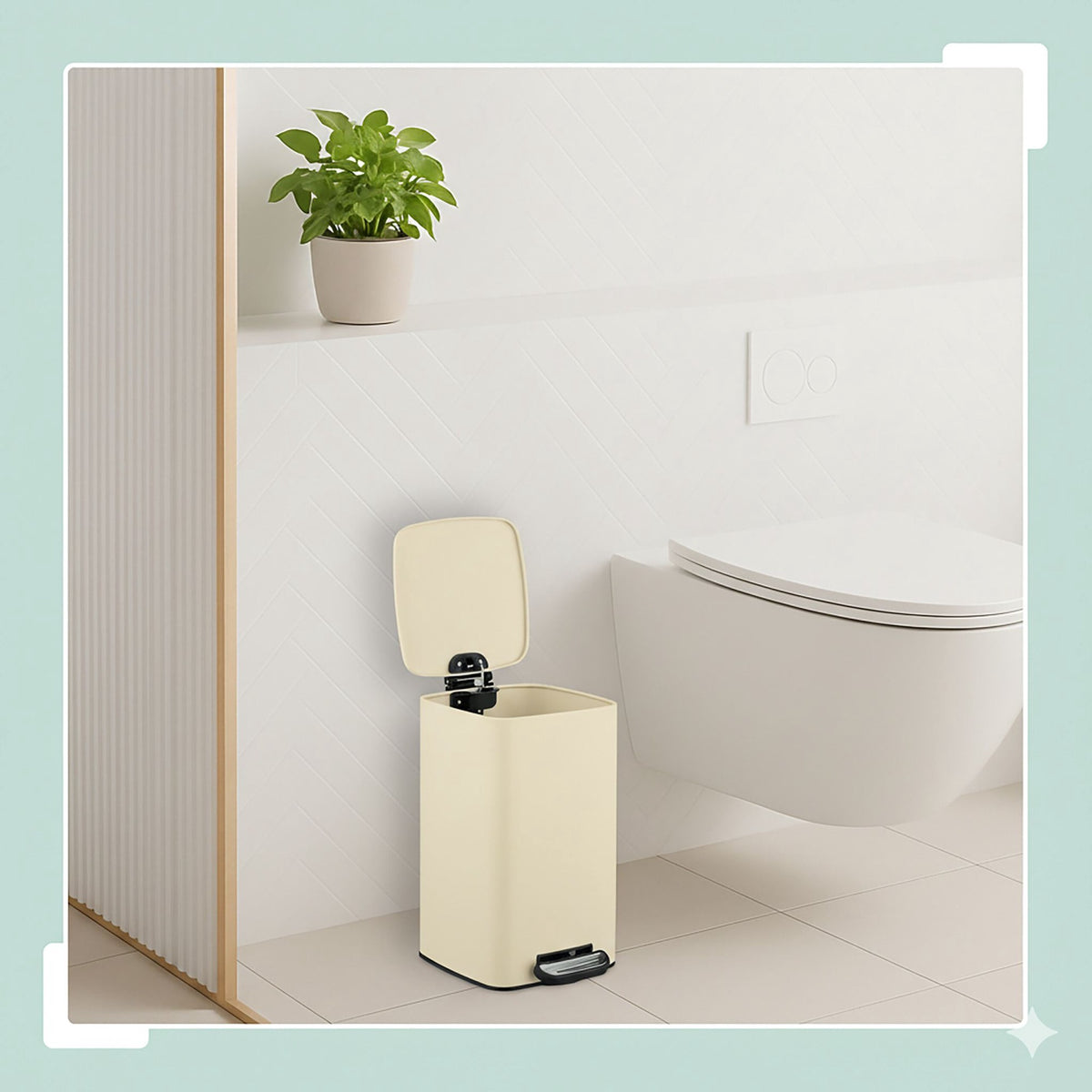 Square Pedal Bin 8L with Liners – Soft-Close, Hands-Free