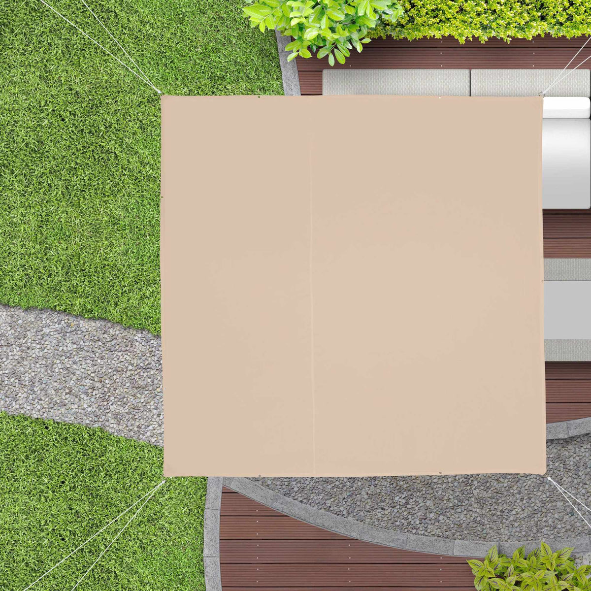 Square Sun Shade Sail, Beige – UV-Resistant Polyester