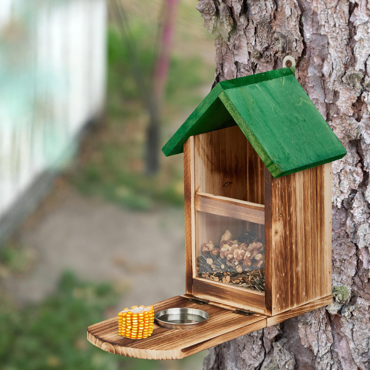 Squirrel Feeder with Corn Cob Holder and Water Bowl